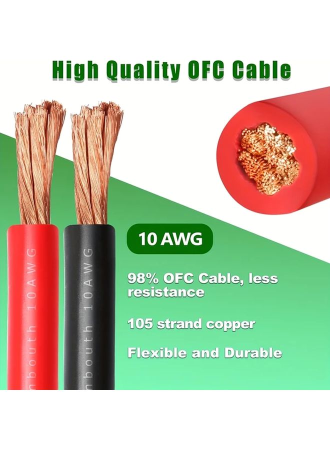10awg 15 قدم كابل لحام نحاسي أحمر وأسود لبطارية السيارة والقارب والمولد - Image 2