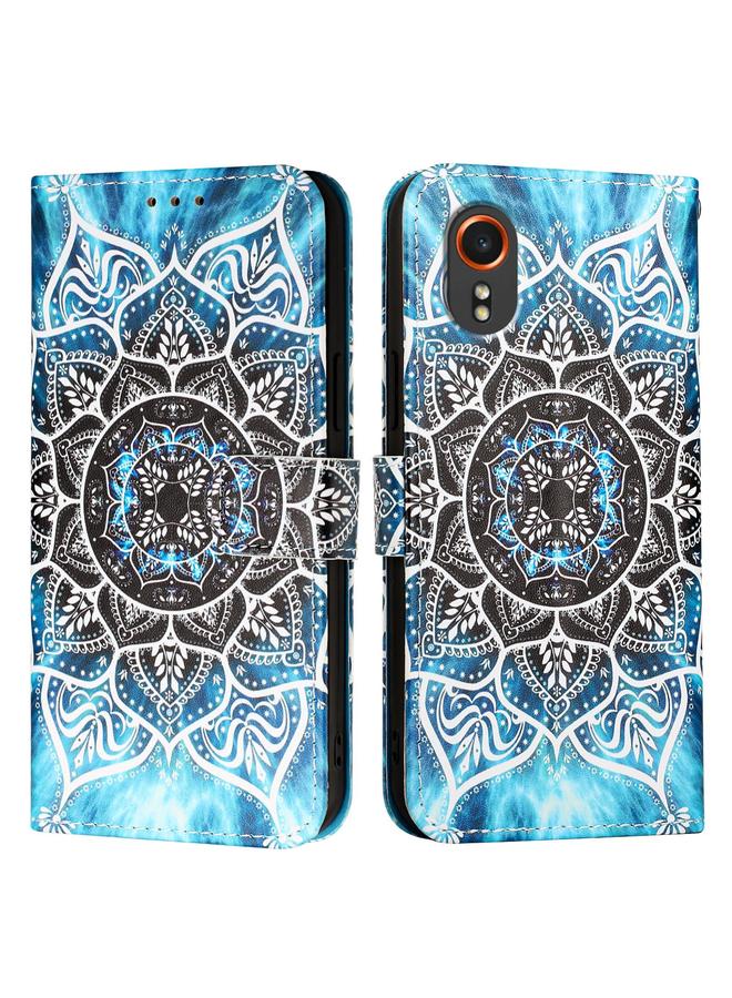 اس-توب جراب لهاتف Samsung Galaxy Xcover7 بنمط رسم ملون من الجلد المنسوج البسيط - Image 1