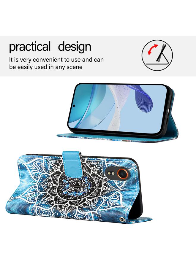 اس-توب جراب لهاتف Samsung Galaxy Xcover7 بنمط رسم ملون من الجلد المنسوج البسيط - Image 3