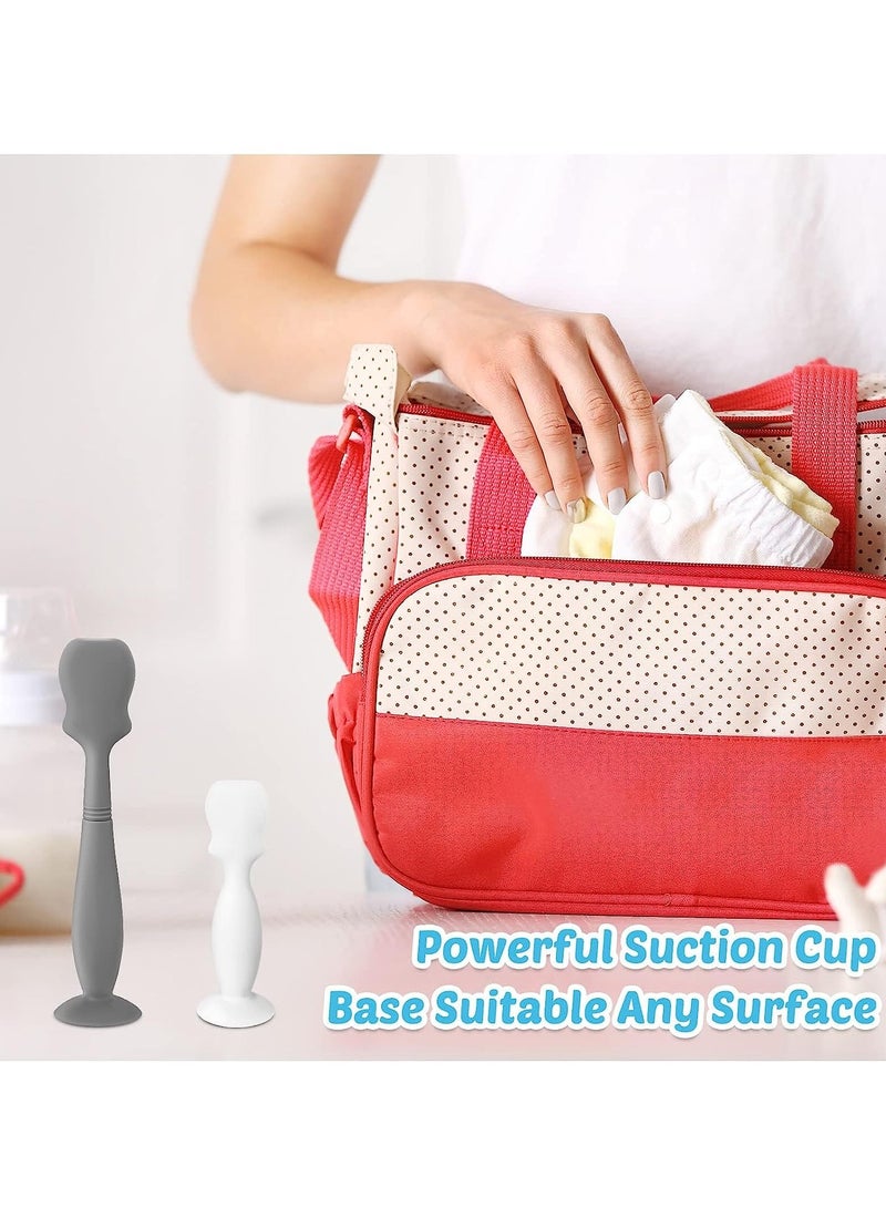 Excefore 4 عبوات من ملعقة كريم الحفاضات للأطفال - ملعقة سيليكون ناعمة لتطبيق معجون الأطفال - فرشاة صغيرة لكريم الطفح الجلدي للأطفال حديثي الولادة (أبيض، رمادي) - Image 4