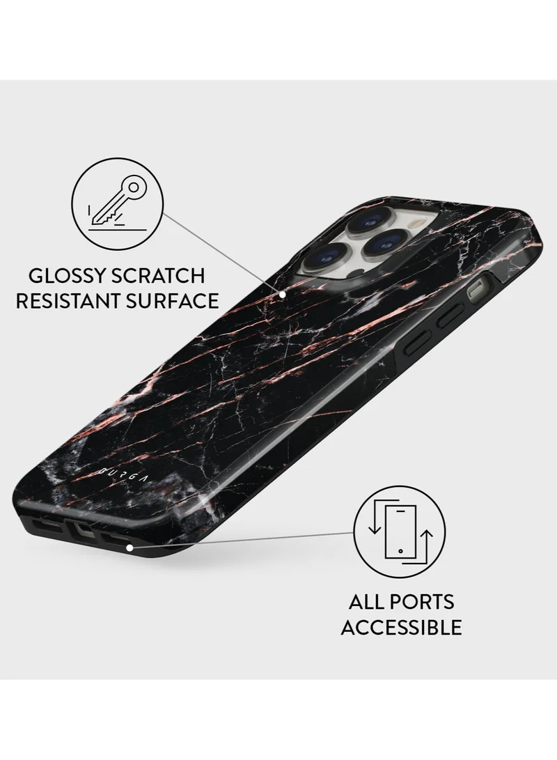 بورجا غطاء هاتف BURGA متوافق مع iPhone 14 Pro Max - غطاء حماية فاخر بطبقتين: غلاف صلب + سيليكون - تصميم خشبي فاخر "Cooper Wood" - مقاوم للخدوش والصدمات