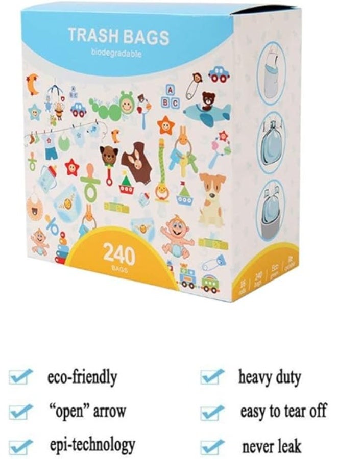 Value Pack Diaper Bag Refills,Biodegradable baby diaper bag， 240 Count，Complimentary trash bag dispenser - Image 4