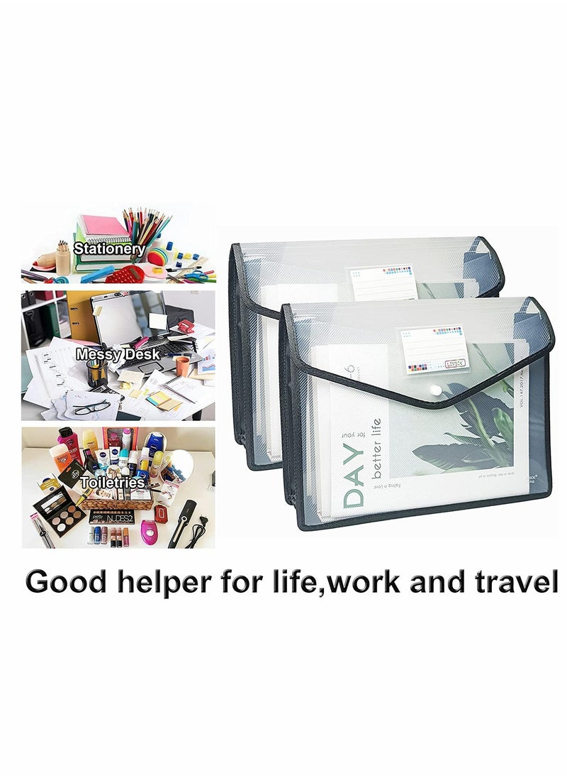 Generic - 2 Pack Clear Plastic Expanding File Folders with Flap Closure for Home School Office Storage and Label Pocket - Image 1