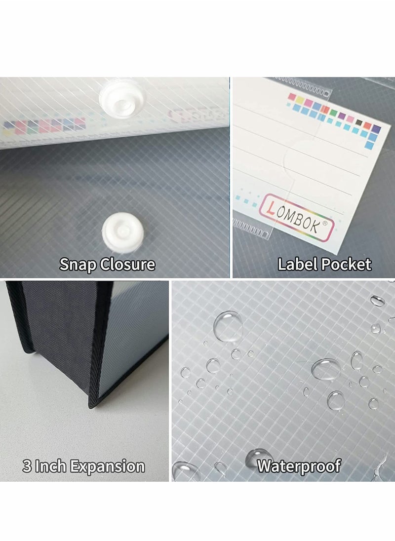 Generic - 2 Pack Clear Plastic Expanding File Folders with Flap Closure for Home School Office Storage and Label Pocket - Image 1