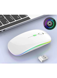 Qasul 2.4ghz Wireless Working Mouse USB Rechargeable LED Light RGB Mouse Silent Ergonomic Mute Mice Backlit For Laptop PC Ipad  - Image 1