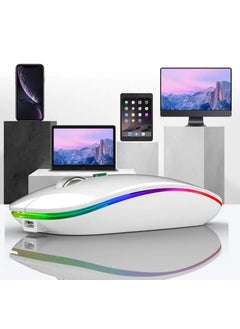 Qasul 2.4ghz Wireless Working Mouse USB Rechargeable LED Light RGB Mouse Silent Ergonomic Mute Mice Backlit For Laptop PC Ipad  - Image 5