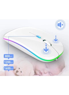 Qasul 2.4ghz Wireless Working Mouse USB Rechargeable LED Light RGB Mouse Silent Ergonomic Mute Mice Backlit For Laptop PC Ipad  - Image 2