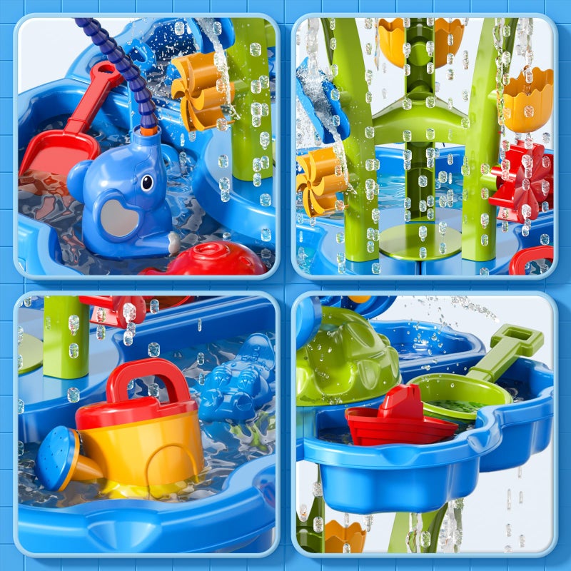 WATUDOU 3 in 1 Flower Shape Water Table with Pump for Toddler Kids Ages 3-5 4-8, Summer Outdoor Toys Kids Beach Toys Water Play Sensory Table, Birthday Party Gifts for Toddler Boys Girls Ages 3 4 5 6 7 8 - Image 4