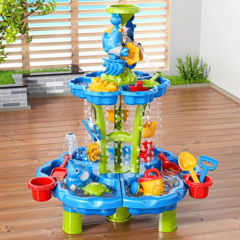 WATUDOU 3 in 1 Flower Shape Water Table with Pump for Toddler Kids Ages 3-5 4-8, Summer Outdoor Toys Kids Beach Toys Water Play Sensory Table, Birthday Party Gifts for Toddler Boys Girls Ages 3 4 5 6 7 8 - Image 3