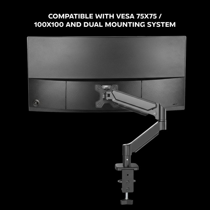 MARS GAMING MARM-PRO1 Monitor Mount with Gas Spring for Screens up to 32 Inches, 360° Articulation and Height Adjustable, Compatible with VESA 75 x 75 and 100 x 100, Black - Image 5