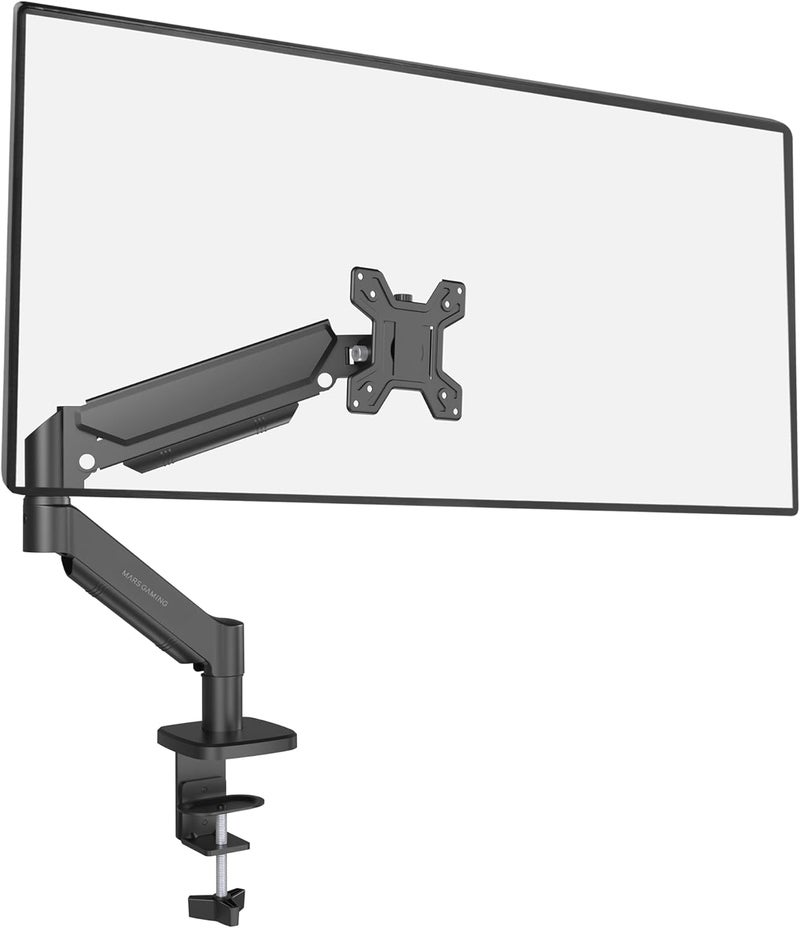 MARS GAMING MARM-PRO1 Monitor Mount with Gas Spring for Screens up to 32 Inches, 360° Articulation and Height Adjustable, Compatible with VESA 75 x 75 and 100 x 100, Black - Image 1