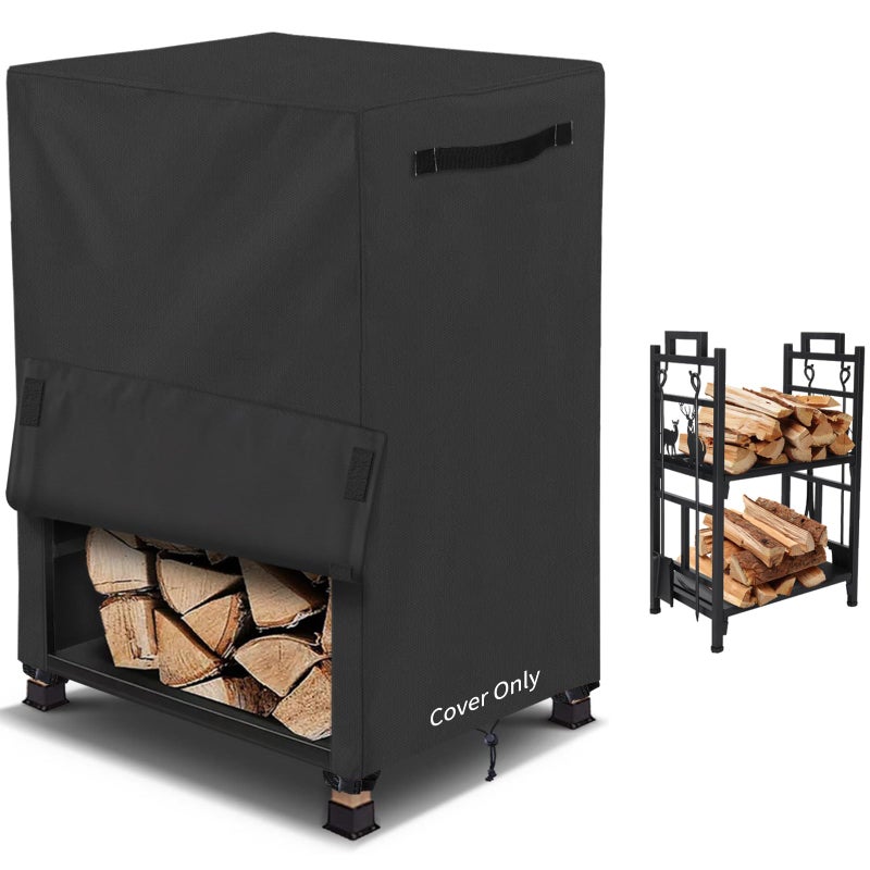 AKEfit AKEfit 2ft Firewood Racks CoverHeavy Duty Waterproof Outdoor Logs Holder Stand Cover with VelcroBlack 
