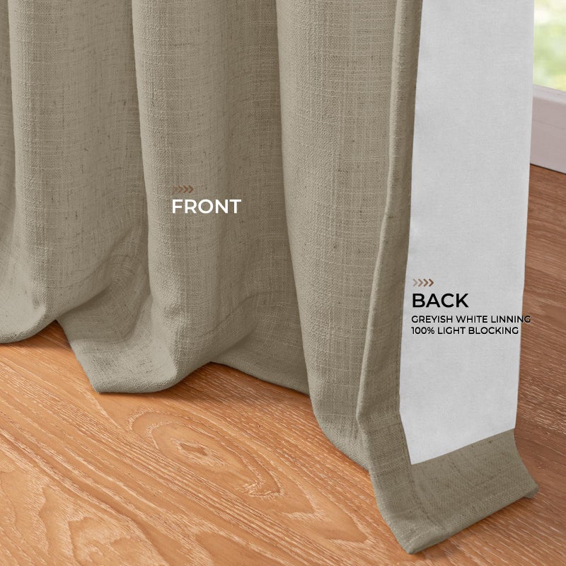 INOVADAY INOVADAY Pinch Pleated Curtains Blackout  Curtains 108 Inches 2 Panels Set  100% Blackout Curtains for Bedroom Thermal Insulated Linen Pinch Pleat Blackout Drapes with Hooks W40 x L108  Grey Beige  - Image 5