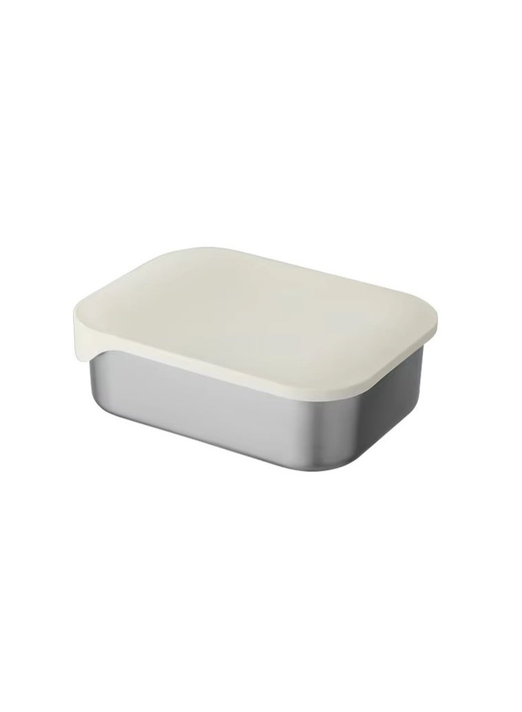 Mix & More White & Metal Bento Lunch Box for Kids ‒ Leak‑Proof Stainless Steel Food Container - Image 1