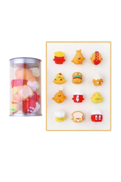 SAMVARDHAN 12 Pcs Food Mini Erasers for Kids,Stylish Eraser, Rubber Pencil Eraser, Return Gift, Stationary Set for Kids Boys & Girls(Pack of 1) - Image 1