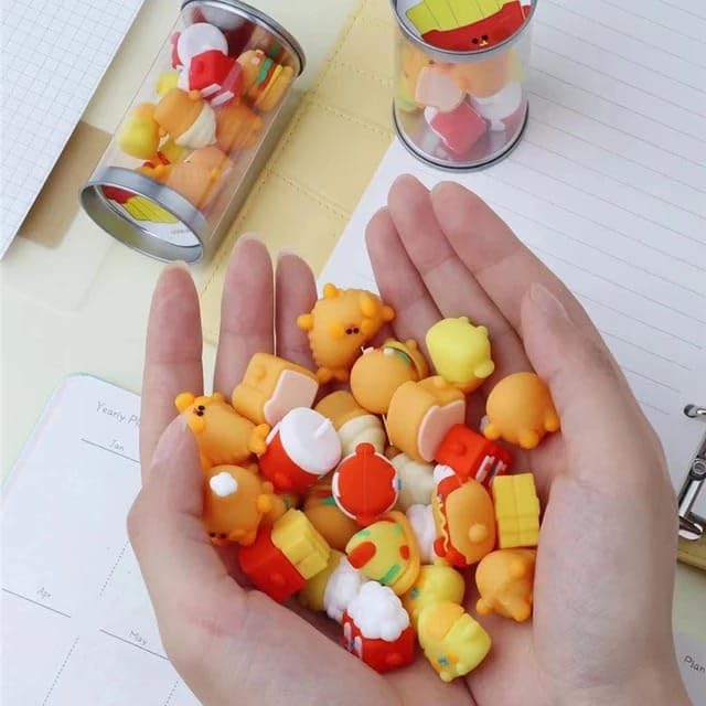 SAMVARDHAN 12 Pcs Food Mini Erasers for Kids,Stylish Eraser, Rubber Pencil Eraser, Return Gift, Stationary Set for Kids Boys & Girls(Pack of 1) - Image 2