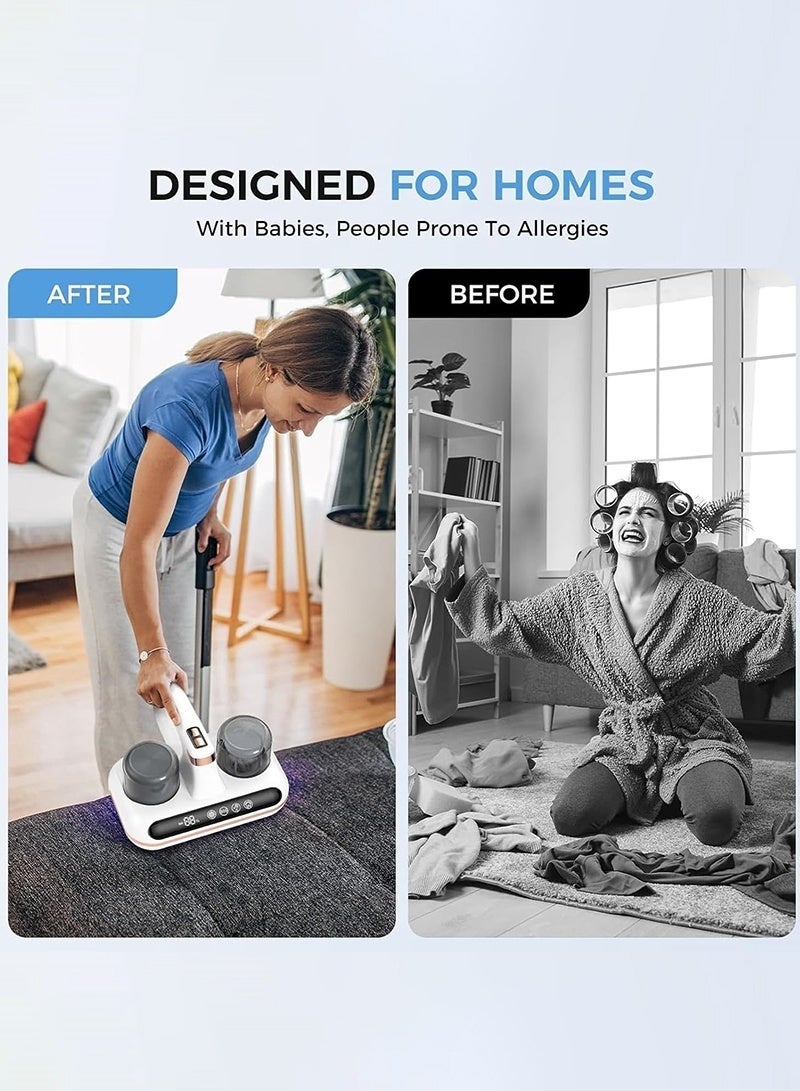 ACHAS Bed Vacuum Cleaner - Cordless Dust Mite Cleaner, Powered by 253.7nm UV-C Light & ultrasonic Technology, 16Kpa Strong Suction, Low Noise, Versatile Handheld Vacuums for Bed, Pet Hair, Sofa - Image 4