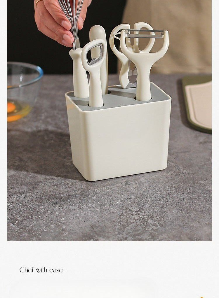 Stainless Steel Kitchen Opener Tool Set, Scissors, Knife, Opener, Peeler and Egg Beater - 6 Pieces - Image 1