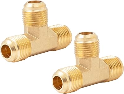 SUNGATOR Flare Tee Fitting, 3/8" x 3/8" x 3/8" Male Flare Brass Fittings for Gas Burner, BBQ Grill, etc.(2 Pcs) - Image 1