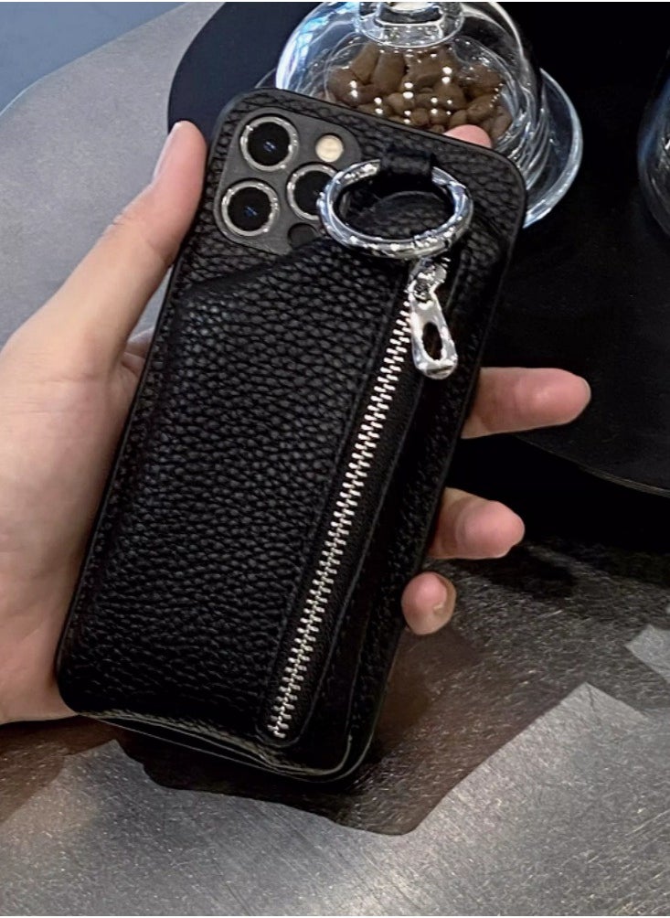 Generic - Niche Sweet Cool Leather Case Zipper Phone Case 14 Suitable for iPhone 14 Pro Apple 13 Promax/11/12 All Inclusive 15 Promax - Image 1