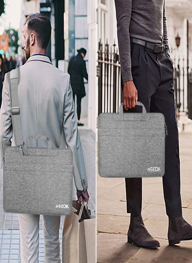 Hseok Laptop Shoulder Bag 13 13.3 14 Inch Case Compatible with MacBook Pro/Neo 14" M5/M4/M3/M2/M1,Mac Air/pro/Neo 13" and Most 13 13.3 14 Notebooks,Spill-Resistant Briefcase,Dark Gray & Gray - Image 2