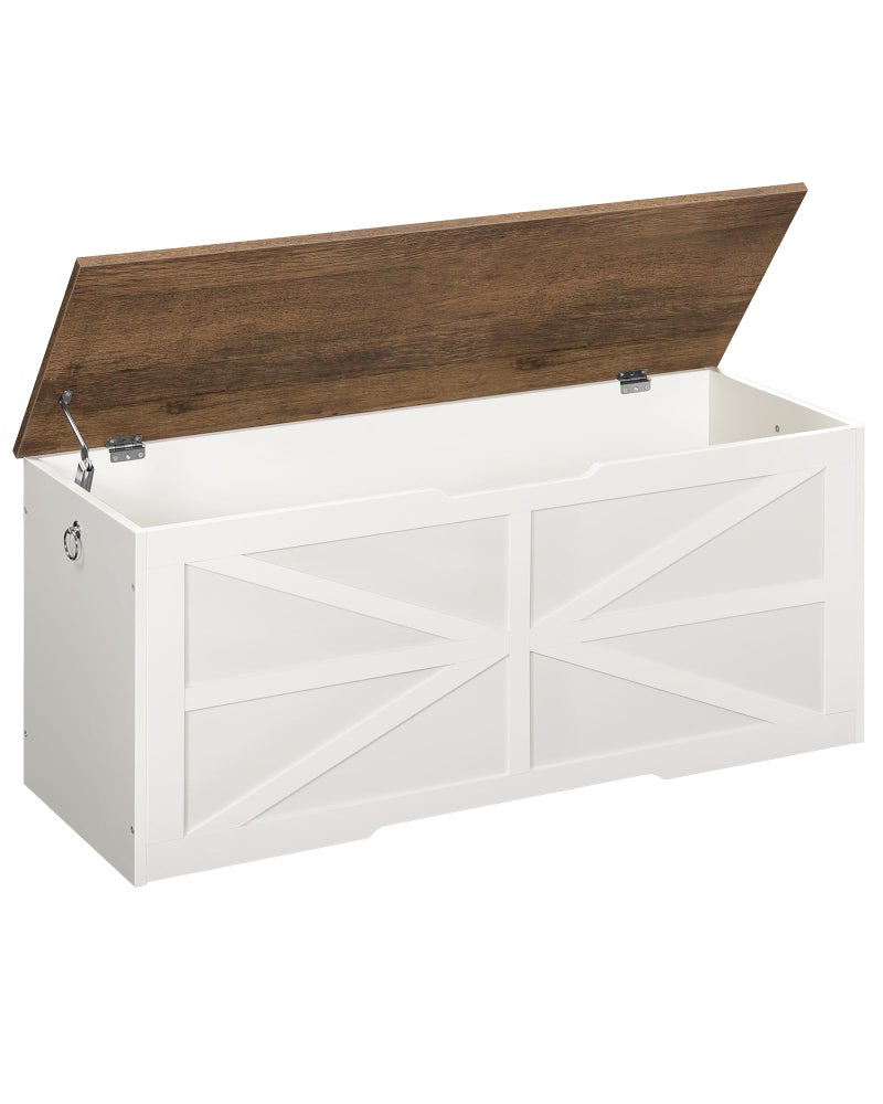 CHOEZON Storage Chest 433 Toy Chest Storage Farmhouse Storage Bench with Safety Hinge Storage Trunk for Bedroom Living Room Walnut and White MCW11WL
