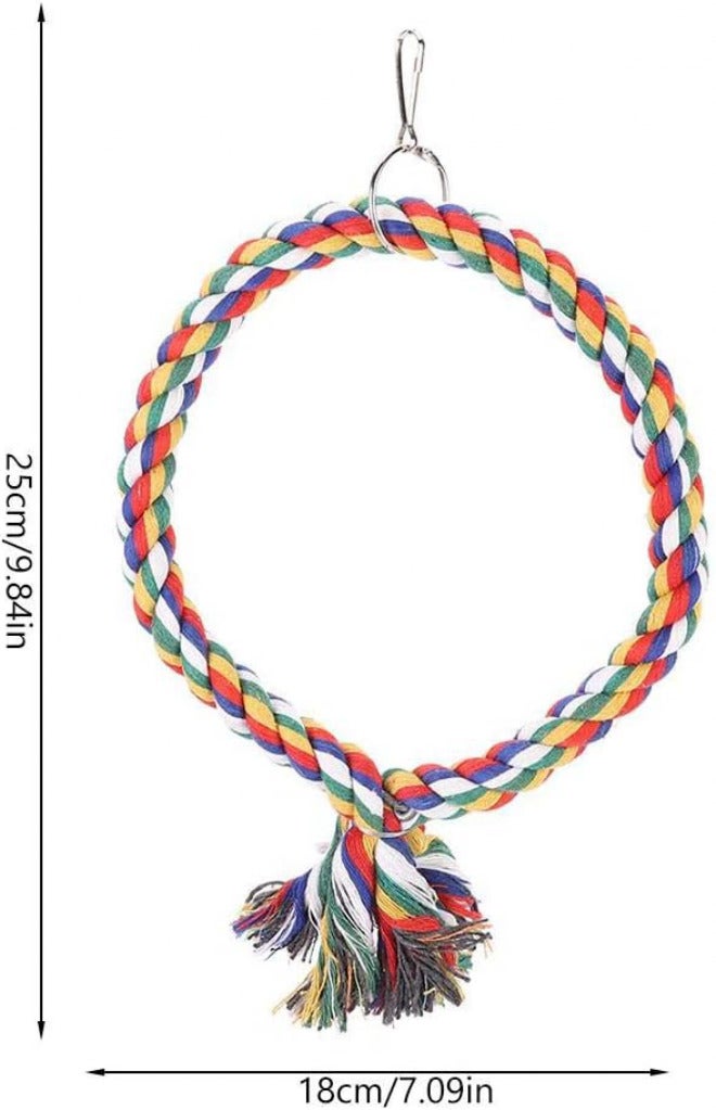 Zerodis Bird Rope Toy，Round Circle Rings Colorful Cotton Rope Swing Toy Pet Bird Standing Playing Chewing Perches Loop for Parrot Parakeet Bungee Canary Cockatiel Lovebirds - Image 2