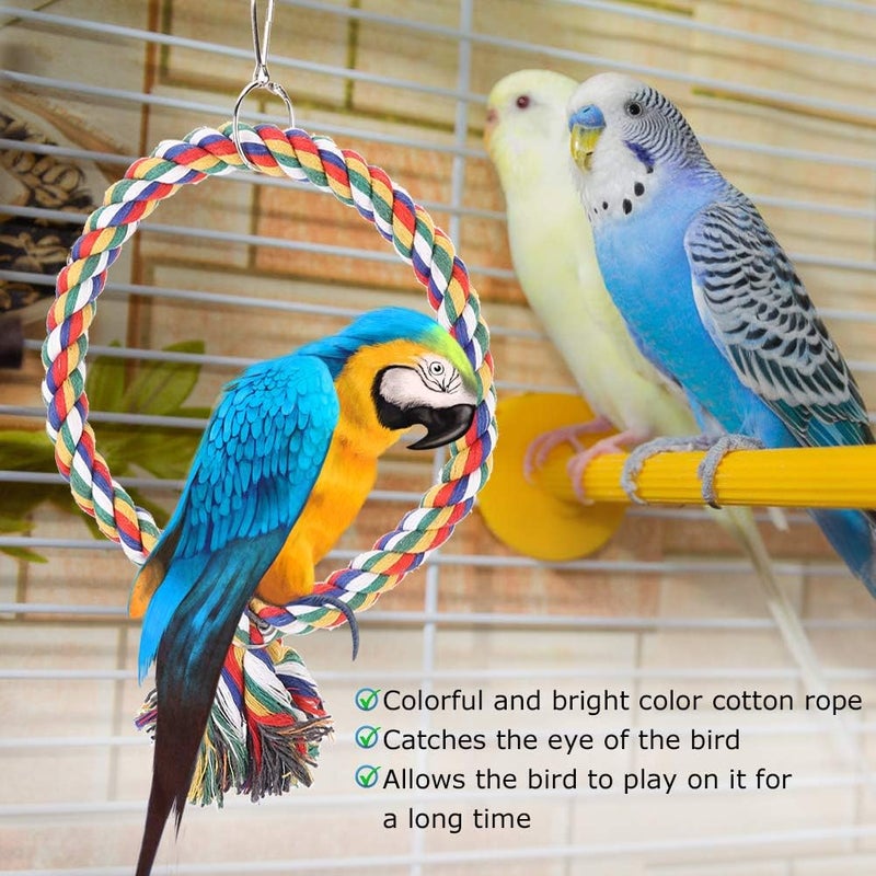 Zerodis Bird Rope Toy，Round Circle Rings Colorful Cotton Rope Swing Toy Pet Bird Standing Playing Chewing Perches Loop for Parrot Parakeet Bungee Canary Cockatiel Lovebirds - Image 4