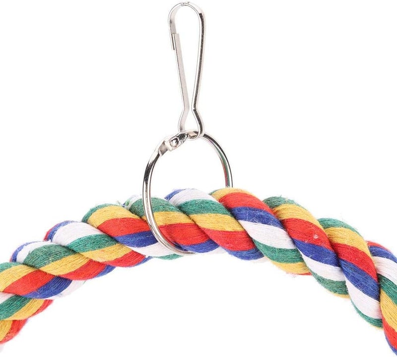 Zerodis Bird Rope Toy，Round Circle Rings Colorful Cotton Rope Swing Toy Pet Bird Standing Playing Chewing Perches Loop for Parrot Parakeet Bungee Canary Cockatiel Lovebirds - Image 5