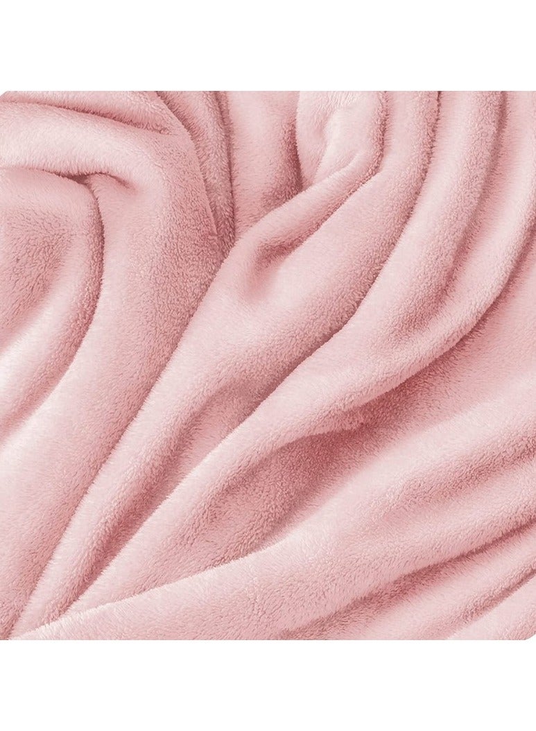 بي اس بي هوم بطانية فردية فاخرة من SB HOME®، وزن 300 جم/م²، ناعمة وفخمة للاستخدام على السرير، الأريكة، السفر والتخييم، بطانية مكيف هواء، مقاس 150×220 سم، لون وردي، تصميم موحد (صلب) من نوع فلانيل - Image 4