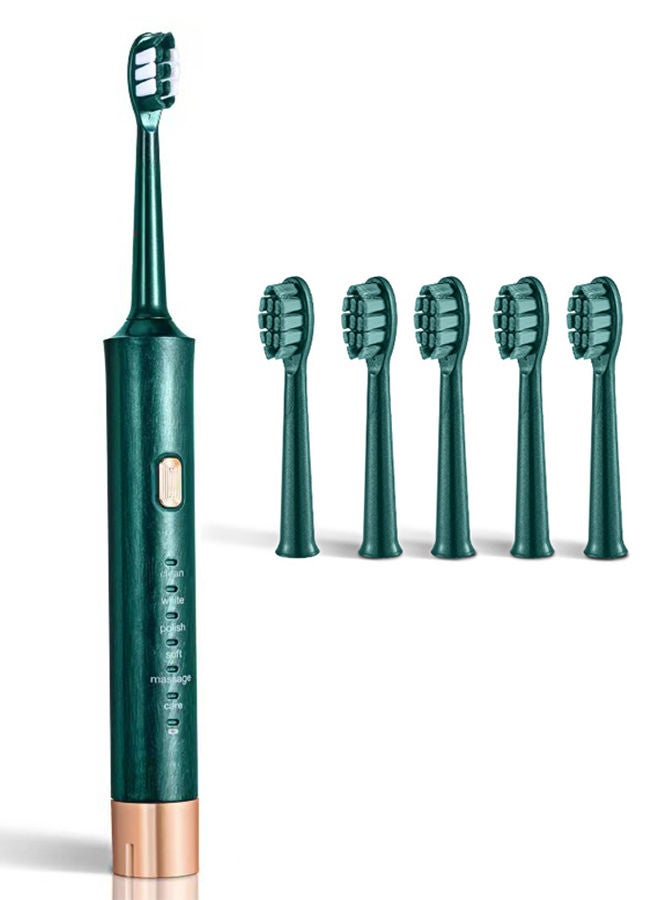 Sharpdo Electric Toothbrush For Adults 6 Powerful Cleaning & Whitening Modes With Soft Dupont Bristles,2 Hours Quick Charge For 60 Days,IPX7 Waterproof Travel Portable Oral Dental Care Kit (Green) - Image 1