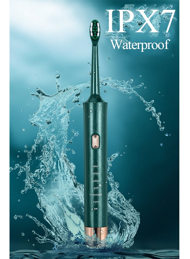 Sharpdo Electric Toothbrush For Adults 6 Powerful Cleaning & Whitening Modes With Soft Dupont Bristles,2 Hours Quick Charge For 60 Days,IPX7 Waterproof Travel Portable Oral Dental Care Kit (Green) - Image 2