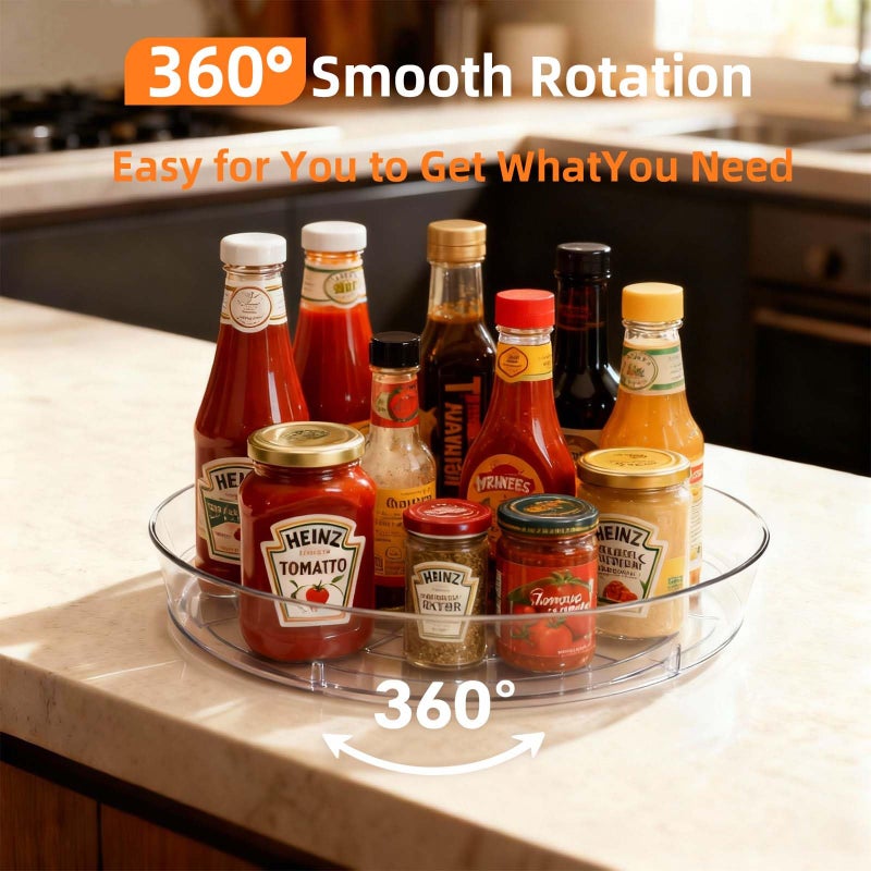 MiraFure Lazy Susan Turntable for Spice Organization | Clear BPA-Free Plastic Rotating Organizer for Kitchen Cabinet, Pantry, Countertop, Fridge | 360-Degree Rotating Base (10 inch - 4 Pack) - Image 5