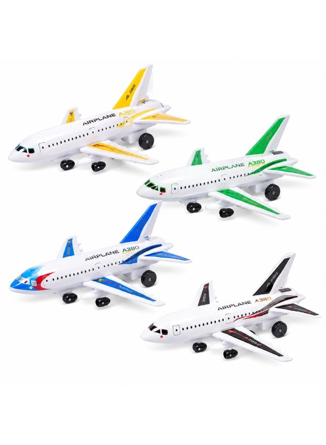 die cast Pack of 4 Die Cast Airplane Toy Set for Kids, Mini Metal Aircraft Model Planes with Wheels, Toy Airplanes for Boys Girls, Pull Back Plane Toys, Kids Aviation Play Set, Party Favors, Gifts for Toddlers and Children - Image 1