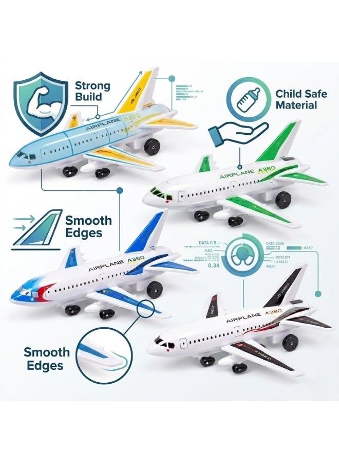 die cast Pack of 4 Die Cast Airplane Toy Set for Kids, Mini Metal Aircraft Model Planes with Wheels, Toy Airplanes for Boys Girls, Pull Back Plane Toys, Kids Aviation Play Set, Party Favors, Gifts for Toddlers and Children - Image 4