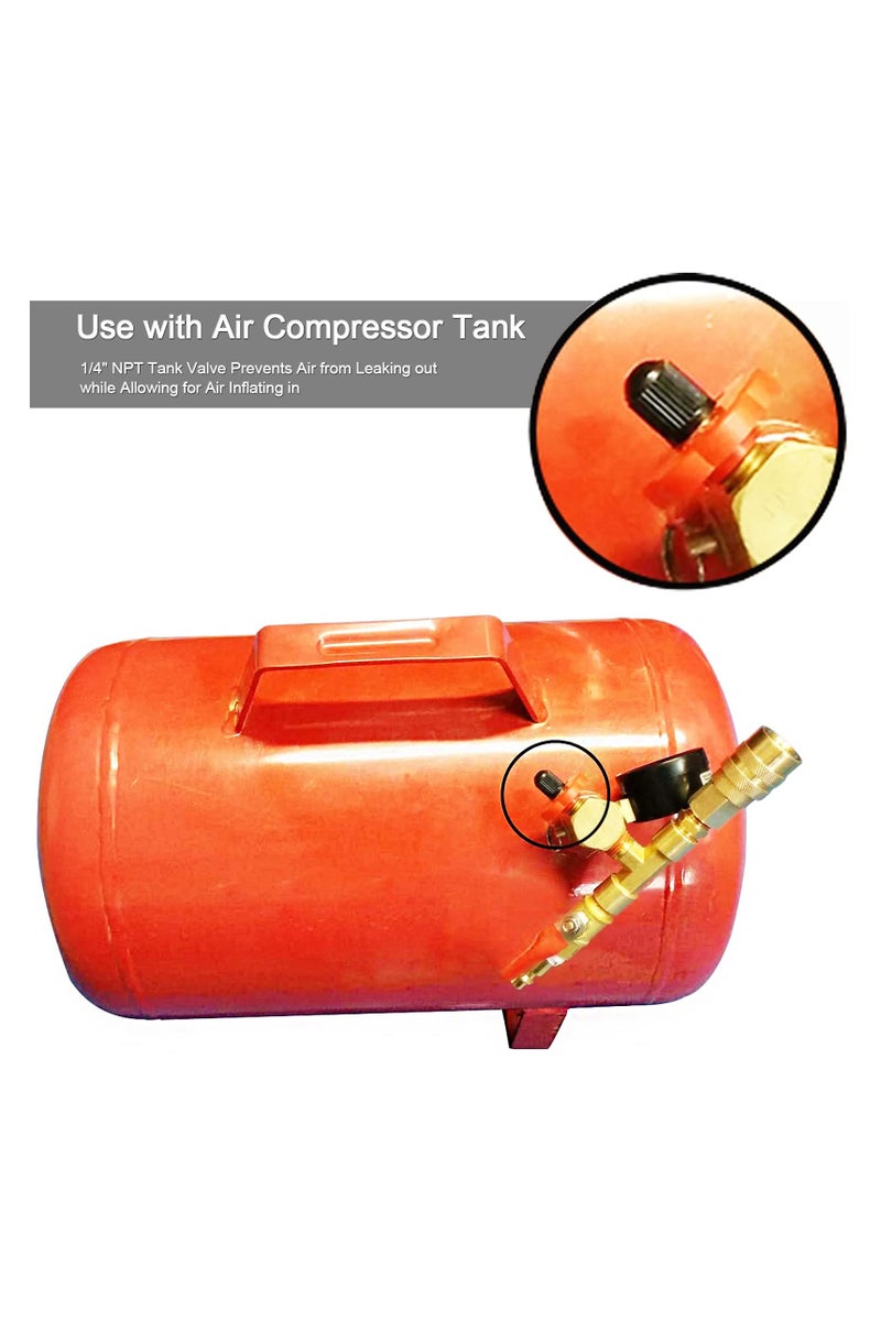 GNAFOTU 1/4" NPT Tank Valve,4Pcs Brass Tank Valve with 1/4''NPT Male Threads for Air Compressor and Tanks Maintenance - Image 3