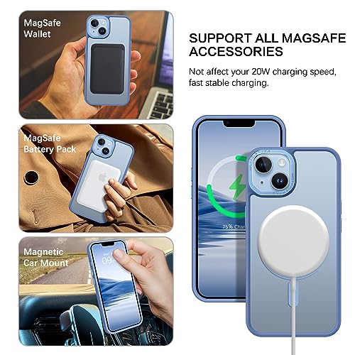 BENTOBEN Magnetic for iPhone 13 Case iPhone 14 Case Compatible with Magsafe Translucent Matte Phone Case iPhone 1314 Slim Shockproof Women Men Protective Cover for iPhone 1314 61 Blue - Image 3