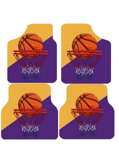 MT Best Buy Basketball Slam Dunk Car Floor Mats – 4-Piece Set, Universal Fit, Non-Slip, Waterproof, Easy to Clean, Sporty Hoops Design
