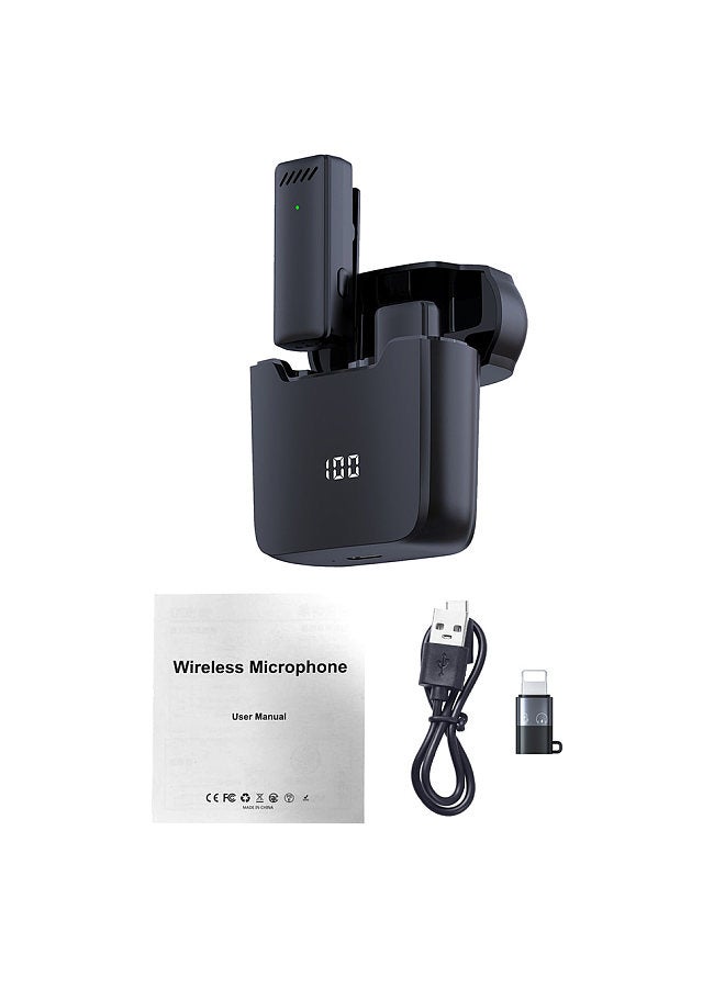 Mini Wireless Lavalier Microphone for Mobile Phone 360° Omnidirectional Lapel Mic Noise Reduction Compatible with Type-C Android Smartphone Tablet