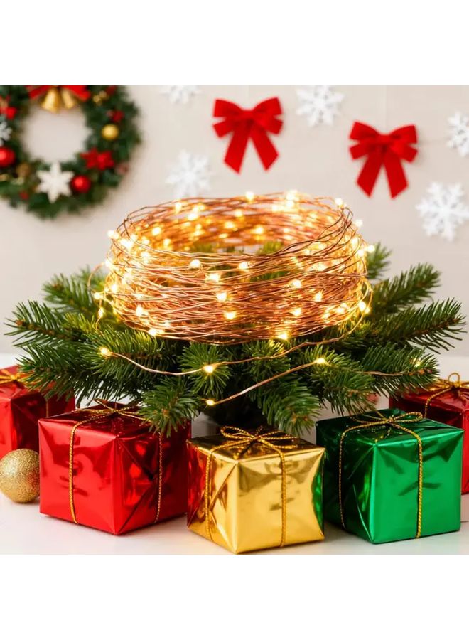 1pc 100 LED USB Fairy String Lights Warm White 33ft Copper Wire Decor - Image 1