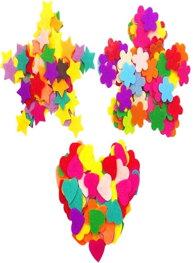 Hyamass 300pcs Multicolor Mini Felt Flower, Heart & Star Embellishments | Non-Fraying Craft Supplies for DIY Decorations, Scrapbooking, Home Decor (Assorted Colors) - Image 1