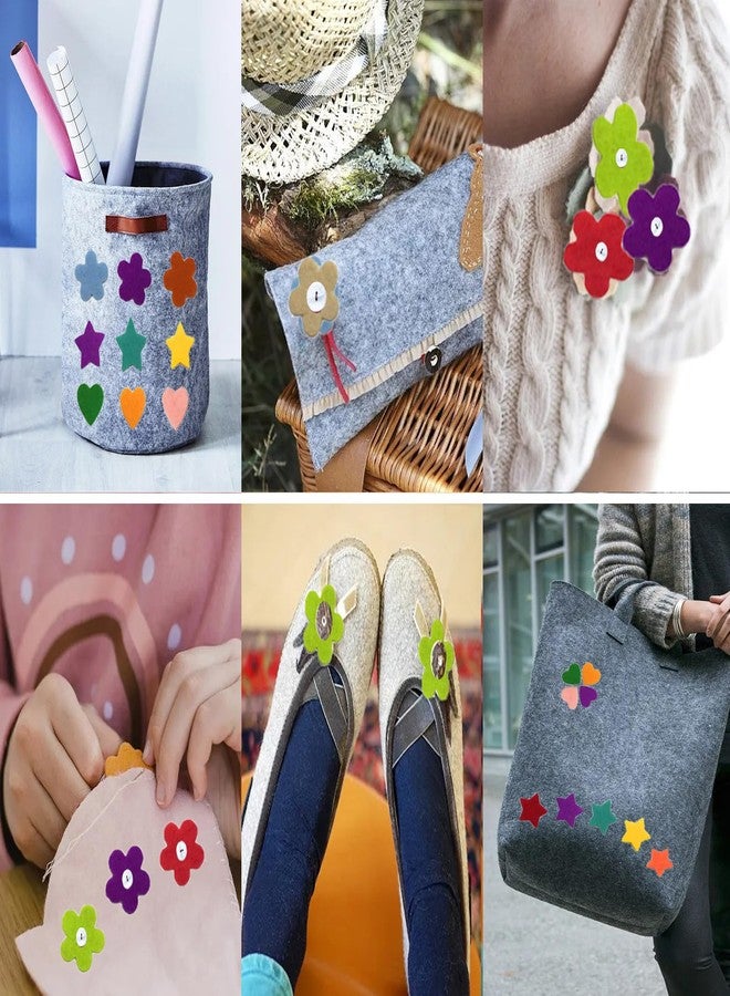 Hyamass 300pcs Multicolor Mini Felt Flower, Heart & Star Embellishments | Non-Fraying Craft Supplies for DIY Decorations, Scrapbooking, Home Decor (Assorted Colors) - Image 3