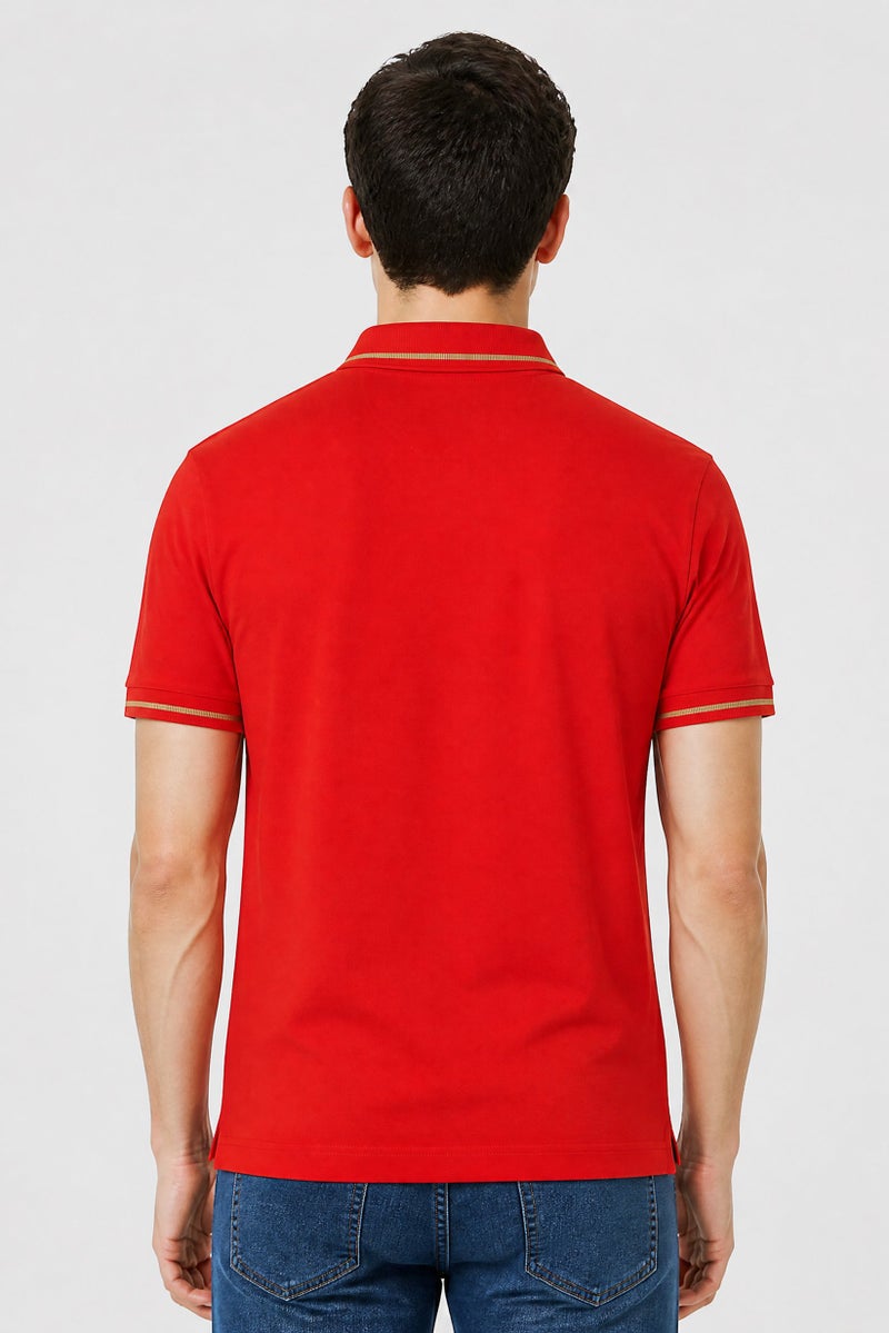 La Martina Men Regular Fit Short Sleeve Embroidered Logo Polo Shirt, Red - Image 4