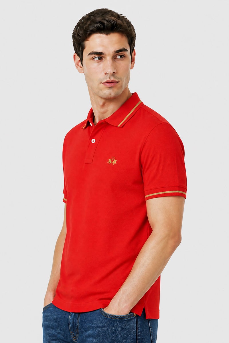 La Martina Men Regular Fit Short Sleeve Embroidered Logo Polo Shirt, Red - Image 3