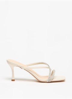 Women's Embellished Cross Strap Sandals with Stiletto Heels