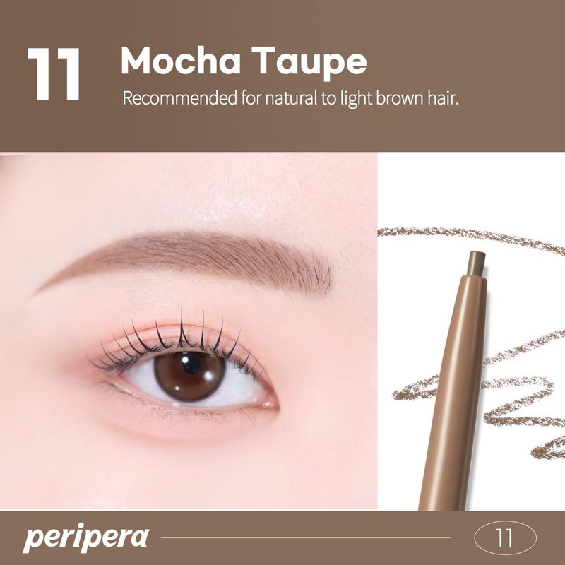 PERIPERA Speedy Skinny Brow, Precise Eyebrow Pencil, Dual-Sided Fine Tip Shades, Define Fills Brow Make up (11 MOCHA TAUPE) - Image 5
