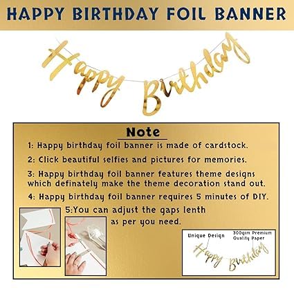 BRIJBAZAAR Golden Birthday Decoration Items - Combo of 47 Pcs Gold & White Balloons for Decoration | Birthday Decoration Kit | Birthday Decorations for Wife, Husband | Happy Birthday Foil Banner - Image 3
