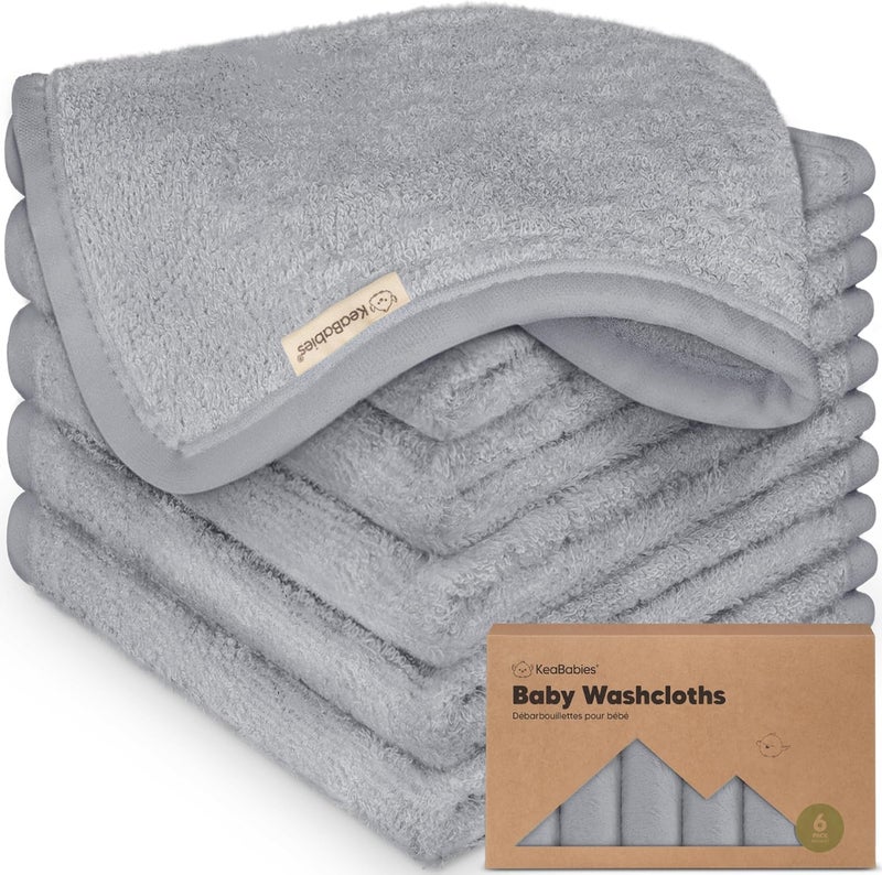 KeaBabies 6-Pack Baby Washcloths - Soft Viscose Derived from Bamboo, Wash Cloths for Newborn, Kids, Bath Towels, Face Towel for Washing - Image 1
