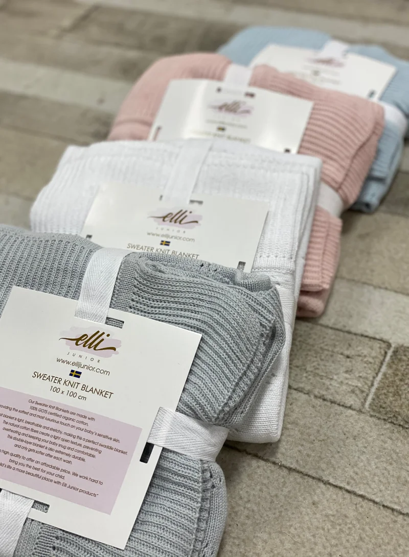 Elli Junior Huge Knitted Blanket In Organic Cotton, Pink