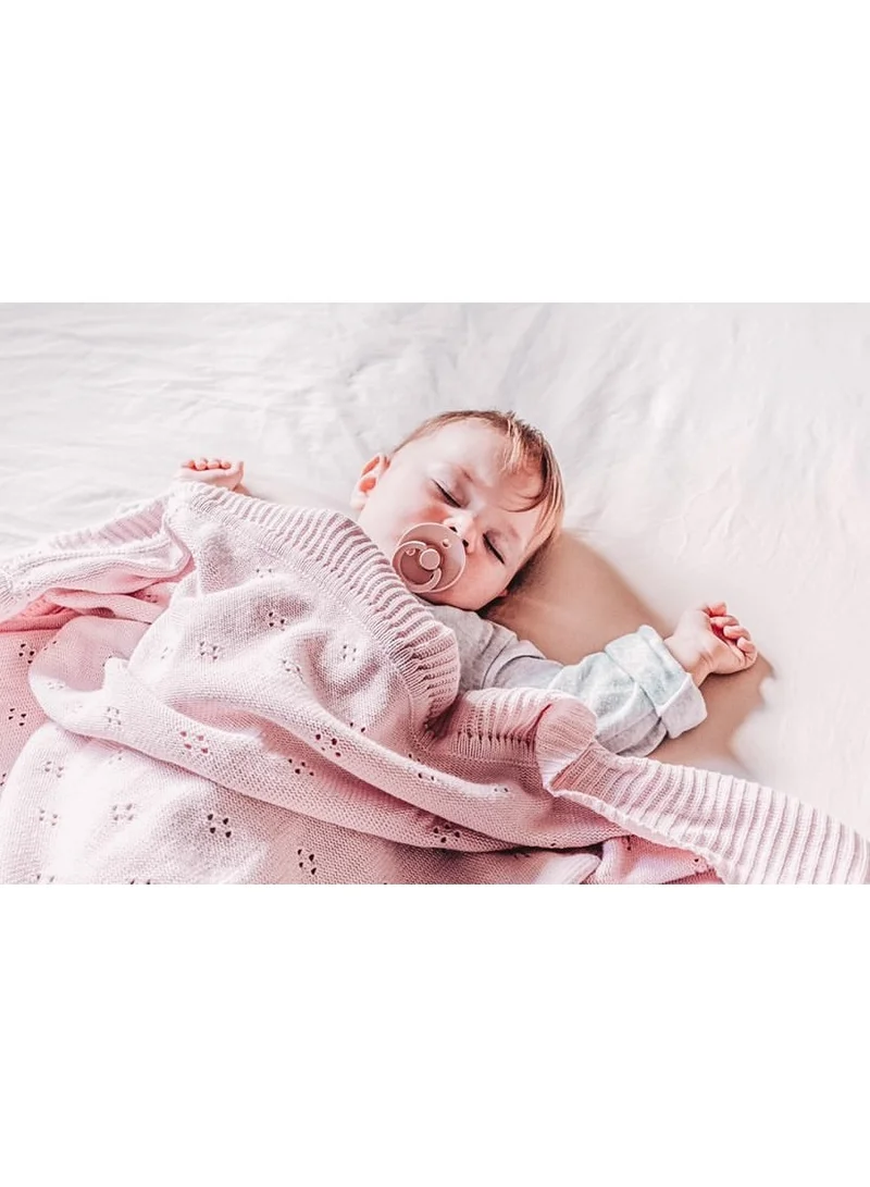 Elli Junior Huge Knitted Blanket In Organic Cotton, Pink